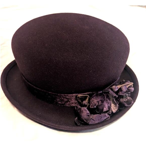 Vintage Liz Claiborne First Issue Felt Wool Hat w/ Floral Ribbon Large - Picture 1 of 9